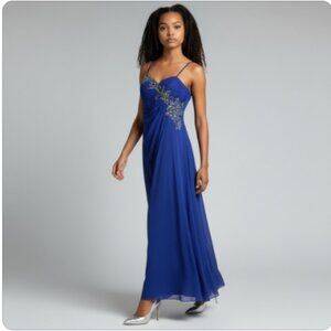 Dave & Johnny Sapphire Embellished Prom Gown, Size 1/2
